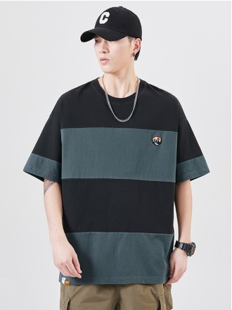 T-Shirt Wholesale Retro color -colored cotton short -sleeved T -shirt male loose casual half -sleeved summer tide brand 