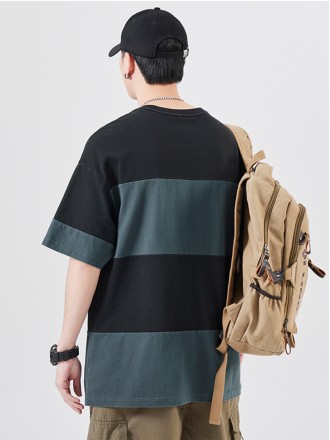 T-Shirt Wholesale Retro color -colored cotton short -sleeved T -shirt male loose casual half -sleeved summer tide brand 