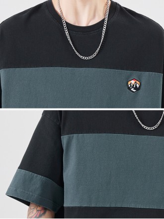 T-Shirt Wholesale Retro color -colored cotton short -sleeved T -shirt male loose casual half -sleeved summer tide brand 