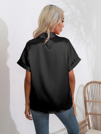 Shirt Wholesale Loose shirt collar shirt female summer new short -sleeved simulation silk shirt female