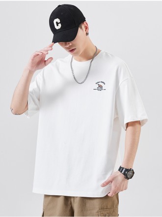 T-Shirt Wholesale Tide brand printed men's half -sleeved T -shirt Men's summer cotton heavy loose large size short -size