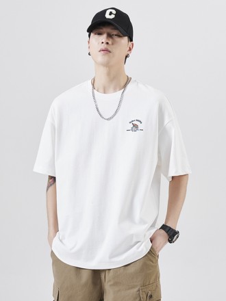 T-Shirt Wholesale Tide brand printed men's half -sleeved T -shirt Men's summer cotton heavy loose large size short -size