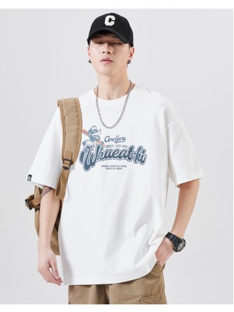 T-Shirt Wholesale Tide brand pure cotton heavy short -sleeved T -shirt men's summer loose large size men's T -shirt top 