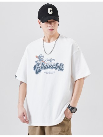 T-Shirt Wholesale Tide brand pure cotton heavy short -sleeved T -shirt men's summer loose large size men's T -shirt top 