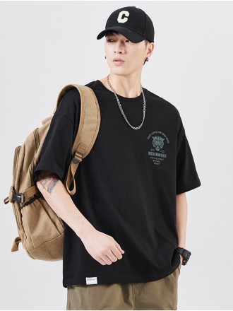 T-Shirt Wholesale Tide brand print short -sleeved T -shirt Men's cotton cotton new top men's large size five -point slee