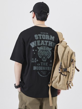 T-Shirt Wholesale Tide brand print short -sleeved T -shirt Men's cotton cotton new top men's large size five -point slee