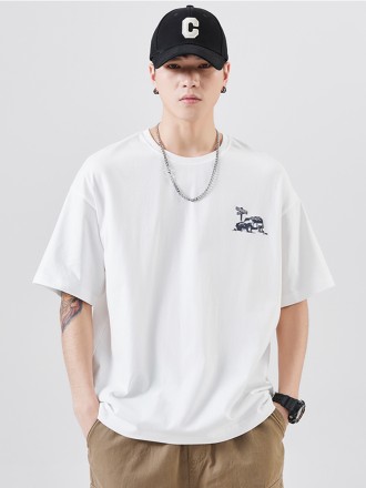 T-Shirt Wholesale Creative interesting back printed men's half -sleeved tightly torrent of men's summer cotton loose lar