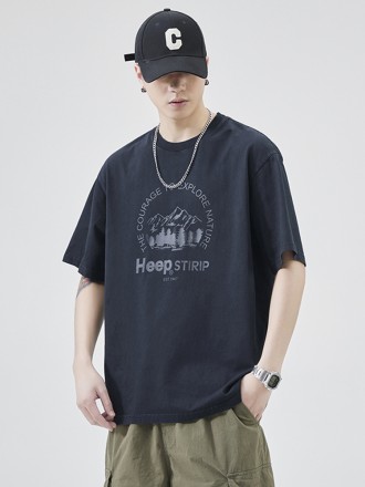 T-Shirt Wholesale Summer cotton short -sleeved T -shirt male retro seals Loose and versatile Korean version of simple T 