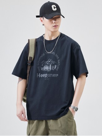 T-Shirt Wholesale Summer cotton short -sleeved T -shirt male retro seals Loose and versatile Korean version of simple T 