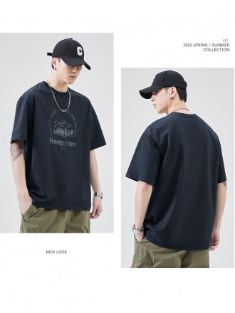T-Shirt Wholesale Summer cotton short -sleeved T -shirt male retro seals Loose and versatile Korean version of simple T 