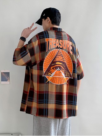 Shirt Wholesale Summer tidal checkered short -sleeved shirt men's trend printed INS net red shirt man