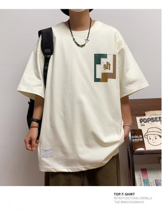T-Shirt Wholesale Summer tide brand pure cotton short -sleeved T -shirt male loose, comfortable versatile round collar K