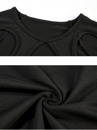Dress Wholesale Spring and summer new street pure color round neck long sleeves hollow exposed navel short T -shirt top