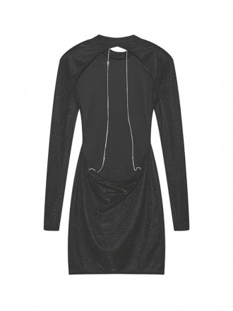 Dress Wholesale Sexy back chain round neck long -sleeved long -sleeved hip tight skirt retro old French dress