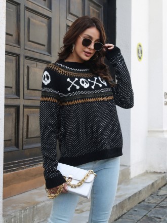 Knitted Sweaters Wholesale Skeleton Titani retro sweater female wave dot loose European and American sweater new