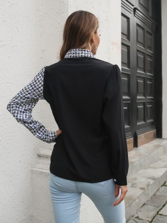 Shirt Wholesale Thousands of bird grid shirts stitching bubble sleeve long -sleeved shirt Female spring and autumn new m