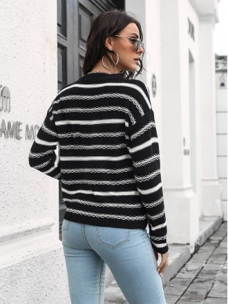 Knitted Sweaters Wholesale Striped long -sleeved knit sweater women loose autumn and winter new European and American wi
