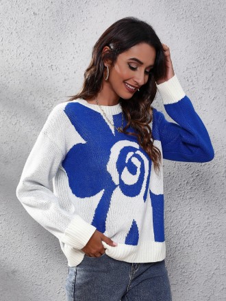 Knitted Sweaters Wholesale Large flower long -sleeved knit sweater women loose autumn and winter new littering sweater