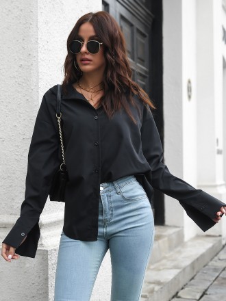 Shirt Wholesale Mid -long white shirt female loose long sleeves POLO lined with girls spring and autumn new models