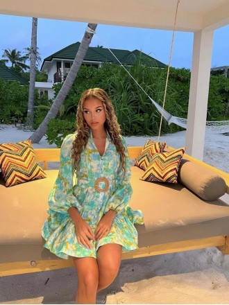 Dress Wholesale Australian designer brand stand -up collar single -breasted dress big sexy pocket vacation printed dress