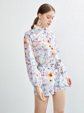 Dress Wholesale Summer new printed single -breasted shirt women's tempera