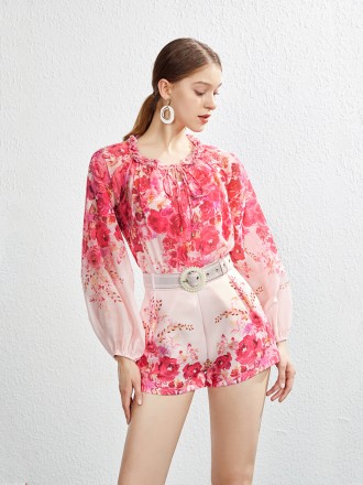 SUITS SEPARATES Wholesale Australian niche fungus border cotton cotton shirt wide -leg shorts set+belt