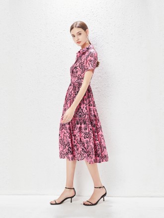 Dress Wholesale Women's new yellow printed cotton high -end dress women's lace on waist long skirt tide