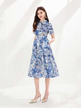 Dress Wholesale Spring and summer new short -sleeved dress flower blossoming holiday temperament sweet and fashionable m