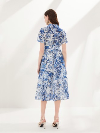 Dress Wholesale Spring and summer new short -sleeved dress flower blossoming holiday temperament sweet and fashionable m