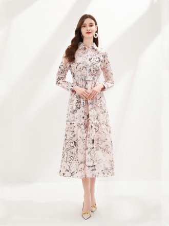 Dress Wholesale Spring new women's dress oversized long -sleeved vacation temperament skirt children's belt tide