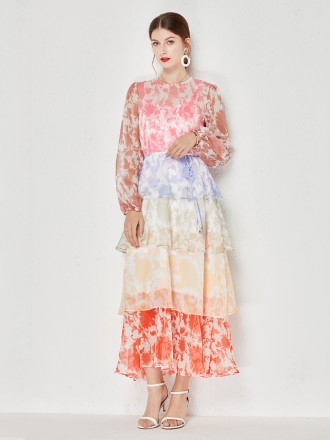 Dress Wholesale Australian designer big -name stitching multi -layer heavy work cake skirt two sets of dress lace