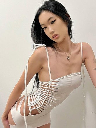 Dress Wholesale Women's summer new product hot -selling sexy hollow sleeveless suspender is thin dress
