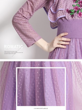 Dress Wholesale Spring and autumn new half -high collar lace three -dimensional disk flower embroidery Ruili net gauze l