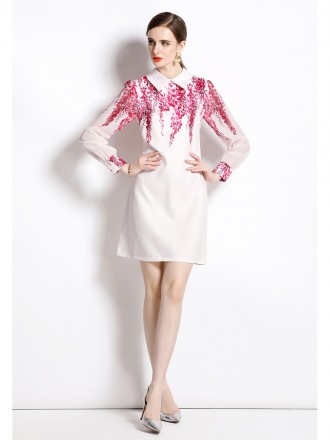 Dress Wholesale Senior famous celebrities Light luxury style spring and summer new fashion foreign lapel printing slimmi