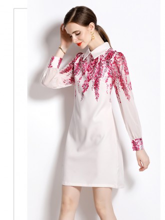 Dress Wholesale Senior famous celebrities Light luxury style spring and summer new fashion foreign lapel printing slimmi