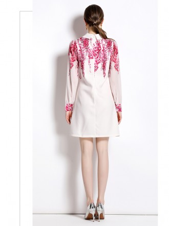 Dress Wholesale Senior famous celebrities Light luxury style spring and summer new fashion foreign lapel printing slimmi