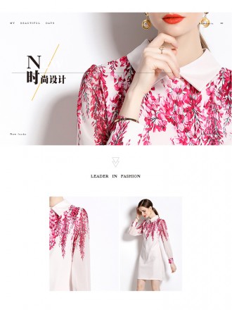 Dress Wholesale Senior famous celebrities Light luxury style spring and summer new fashion foreign lapel printing slimmi