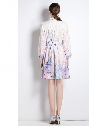 Dress Wholesale Temperament V -neck retro long -sleeved dress in spring and autumn, French gentle wind, thin waist fairy