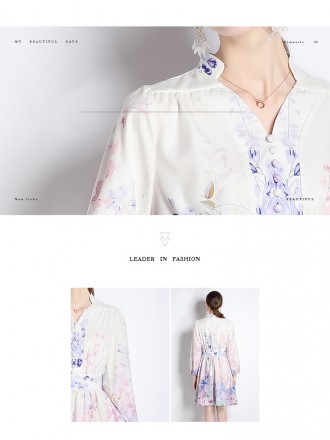 Dress Wholesale Temperament V -neck retro long -sleeved dress in spring and autumn, French gentle wind, thin waist fairy