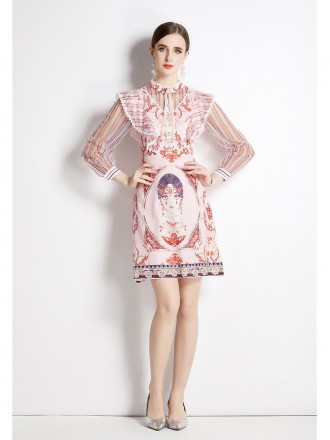 Dress Wholesale Spring New Little Fairy Dress Dress Slim Waist Show Long Sleeve Mesh Lace Rendered Skirt