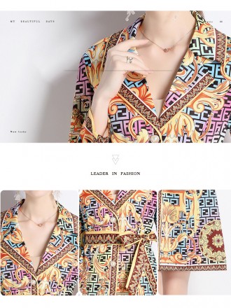 Fashion printed suit collar jacket female spring and autumn temperament waist thinly buckle medium long trench coat new 