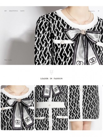 High -end knitted dress autumn and winter new ladies are thin French letters small incense skirt