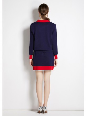 Winter pairing with Hong Kong style skirt retro chic high two piece set