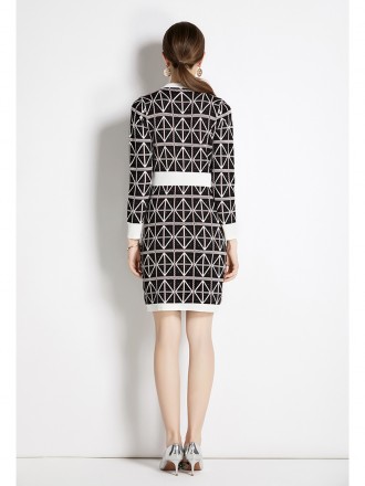 High end knitted dress, autumn and winter, new style celebrity temperament, slim French plaid small fragrant skirt