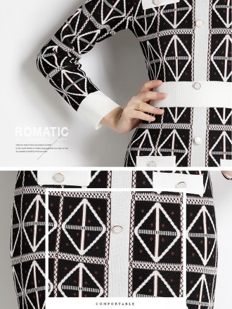 High end knitted dress, autumn and winter, new style celebrity temperament, slim French plaid small fragrant skirt