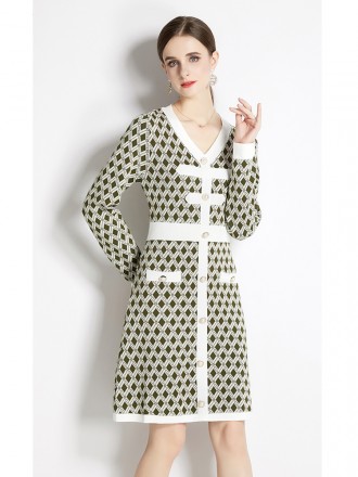 High -end knitted dress autumn and winter new celebrities are thin and thin French diamonds small incense skirt