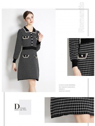 High end knitted dress, autumn and winter, new fashion trend, slim and stylish French bottom skirt with a small fragranc