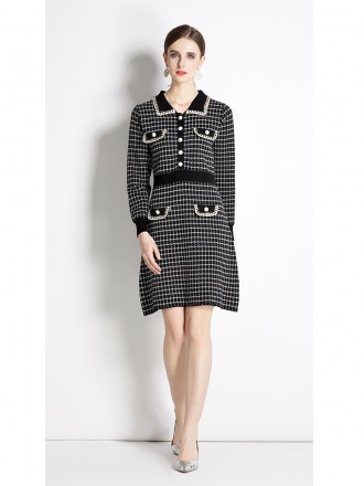 High end knitted dress, autumn and winter, new fashion trend, slim and stylish French bottom skirt with a small fragranc
