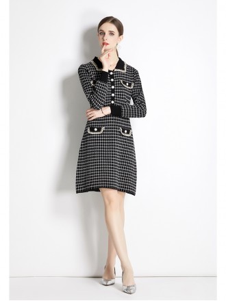 High end knitted dress, autumn and winter, new fashion trend, slim and stylish French bottom skirt with a small fragranc