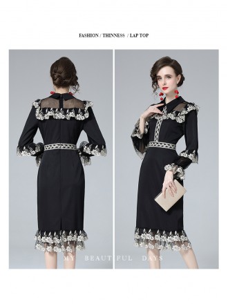 New product elegant and dignified fishtail skirt retro high -end heavy process embroidery, waist, thin OL temperament sk